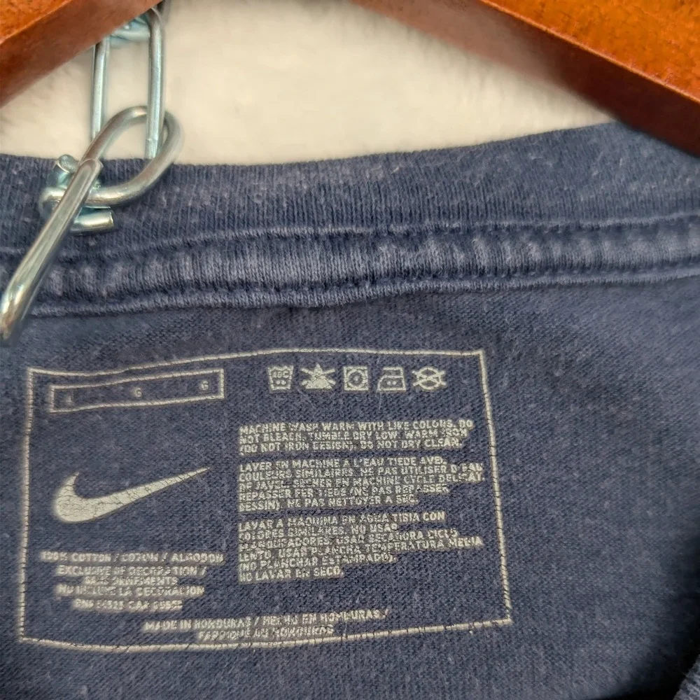 VTG Nike T-Shirt Men's L Navy Faded Blue Ath Dept Graphic Swoosh Streetwear Y2K